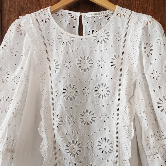 Veronica Beard Gale White Eyelet Top - Picture 3 of 16